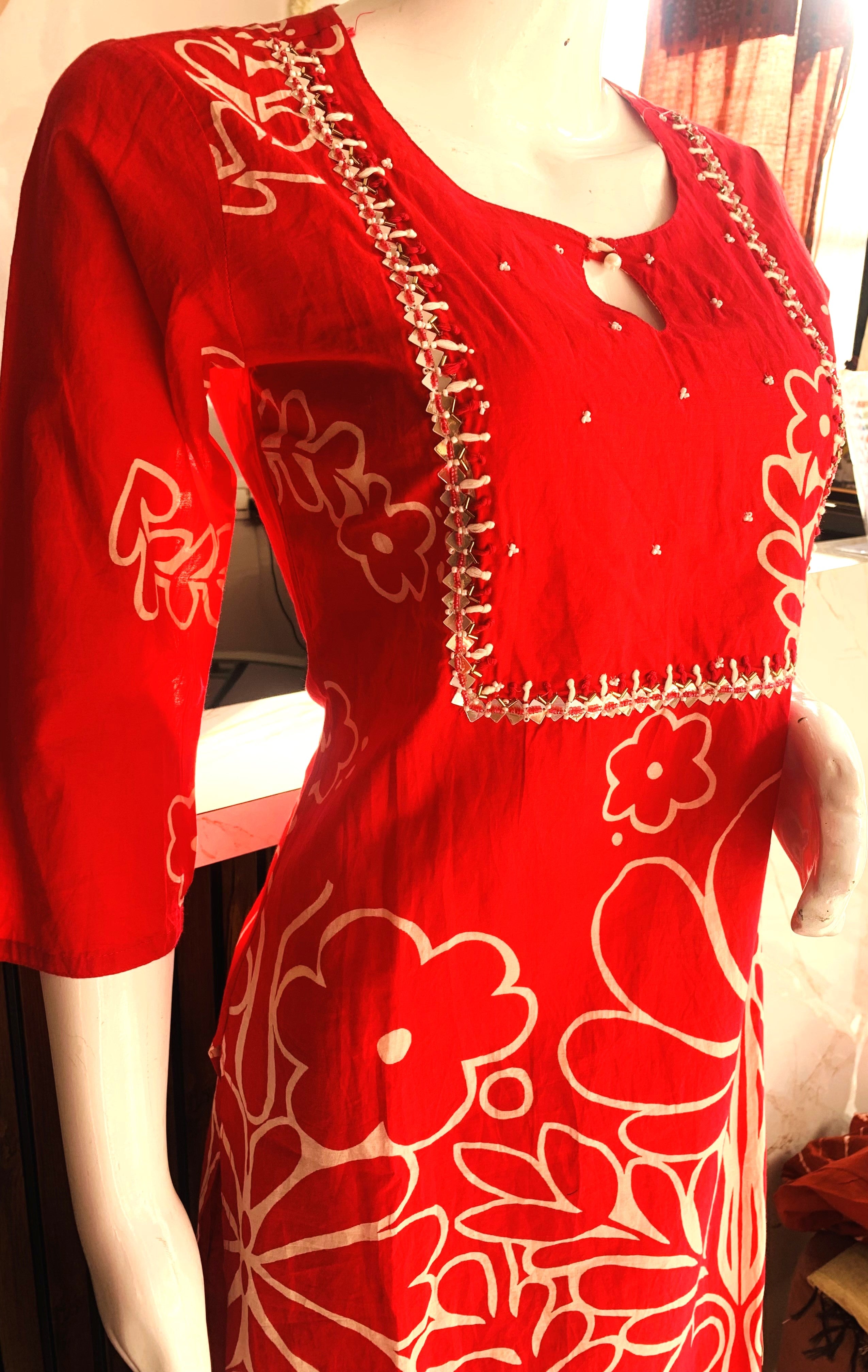 Cotton Kurta Set with Crochet Work